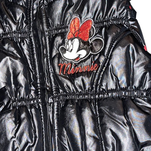 Disney Baby Infant Girls Puffer Vest Black Res Embroidered Minnie Mouse Logo - Picture 2 of 4